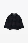 Alexander Wang black overdyed stripe schwarz gestreiftes poloshirt aus pikee