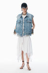 Alexander Wang light powder blue regen indigo denim vest with hardware