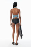 Alexander Wang vintage bleach blue top all'americana in denim blu scolorito