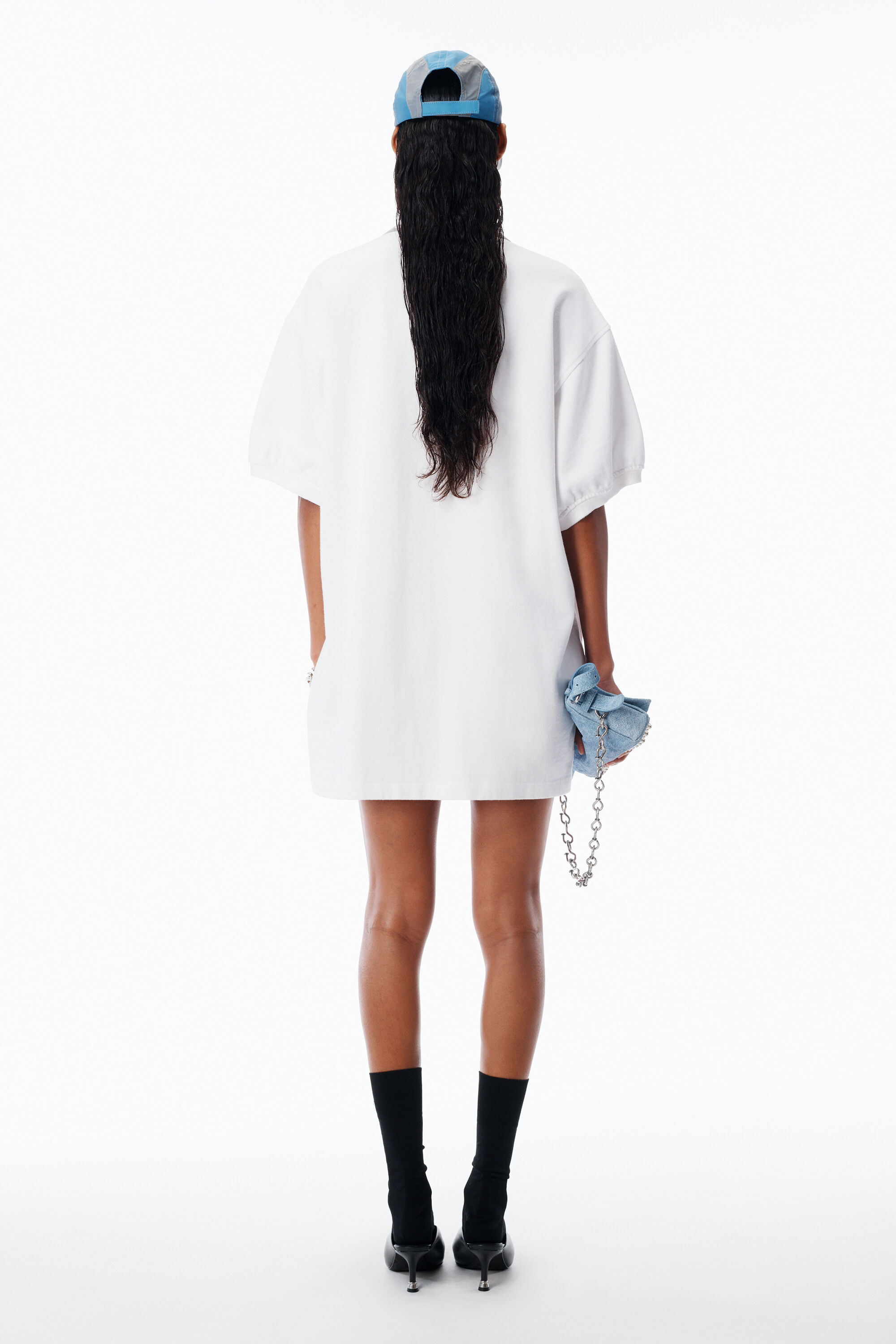 alexander wang 半袖ミニワンピース S Relaxed Polo Cotton Minidress in WHITE | alexanderwang®