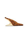 Mules à talon compensé Boomerang marron avec plumes de faisan