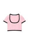 CONTRAST SCOOP NECK TEE IN COMPACT NYLON