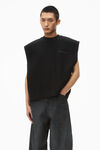 Alexander Wang black puffed logo muscle tank top in cotton