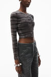 Alexander Wang eiffel tower digital animal-print crewneck cardigan in chenille