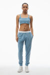 Alexander Wang washed blue pantaloni da jogging in cotone elasticizzato a nido d'ape