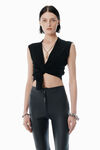 Alexander Wang black schwarzes oberteil aus merinowolle mit logoschild