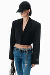 Alexander Wang black blazer nero in misto lana con orlo a vivo