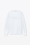 Alexander Wang white t-shirt à manches longues unisexe en jersey de coton avec logo effet usé