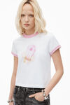 Alexander Wang white/pink 棉质平纹针织布 sugar baby ringer t 恤
