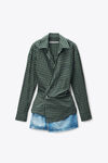 Alexander Wang green/navy pre-styled wrap mini dress in cotton