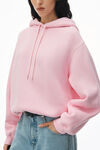 alexander wang puff logo hoodie in terry soft candy pink