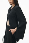 Alexander Wang black collarless tailored jacket with slits in wool blend