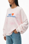 Alexander Wang lt pink bleach out “love our customers”字样运动衫
