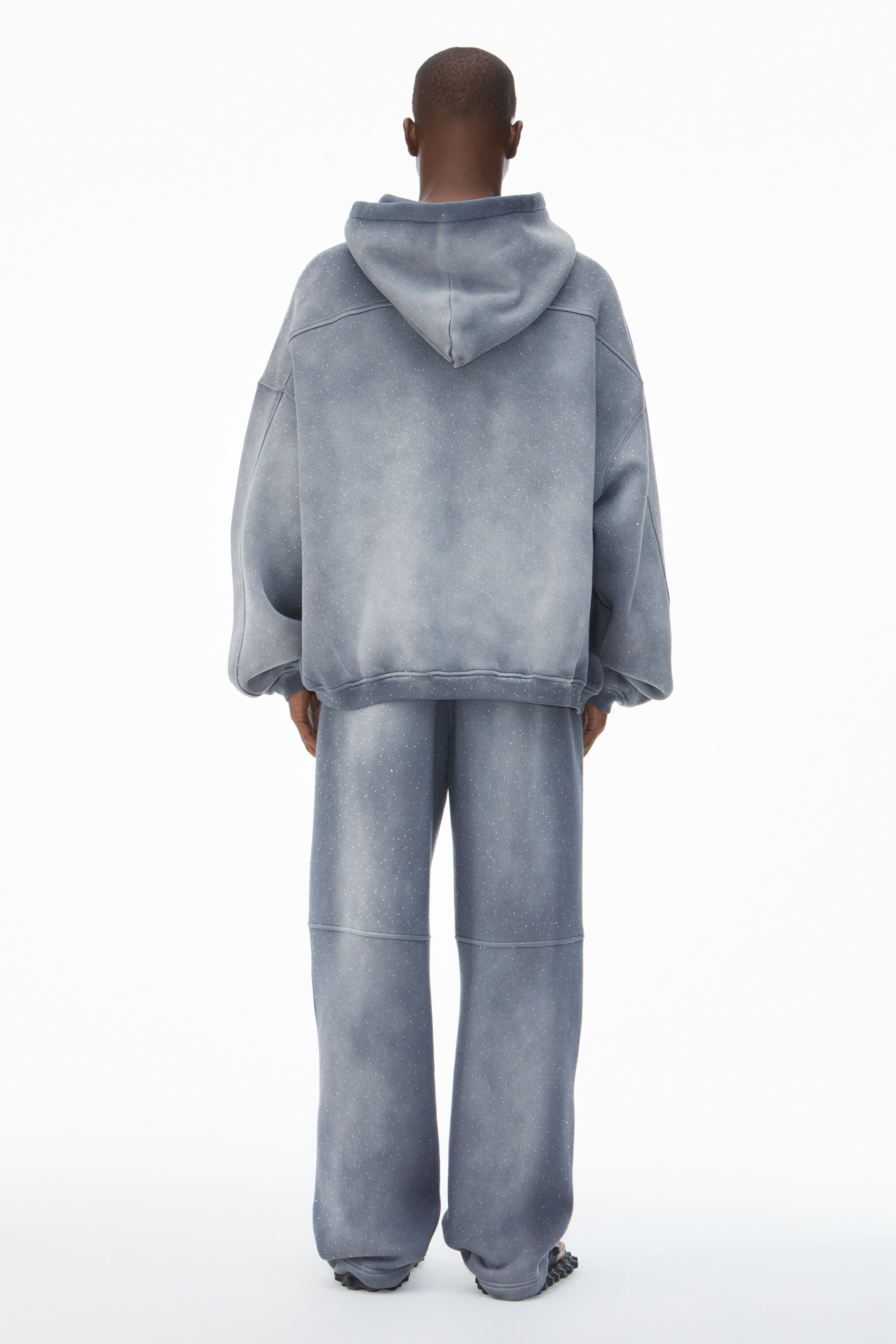 Unisex Crystal Hotfix Hoodie in WASHED CHALK | alexanderwang®