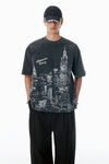Alexander Wang washed black black ny skyline crystal hotfix t-shirt