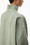 alexander wang half zip sweatshirt in japanese jersey chrome green