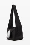 alexander wang dome small hobo bag in crackle patent leather black