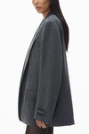 Alexander Wang charcoal クリアビーズ ホットフィックス ウールツイル オーバーサイズ ボクシーブレザー