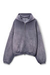 Alexander Wang washed purple 水晶烫钻拉链连帽衫