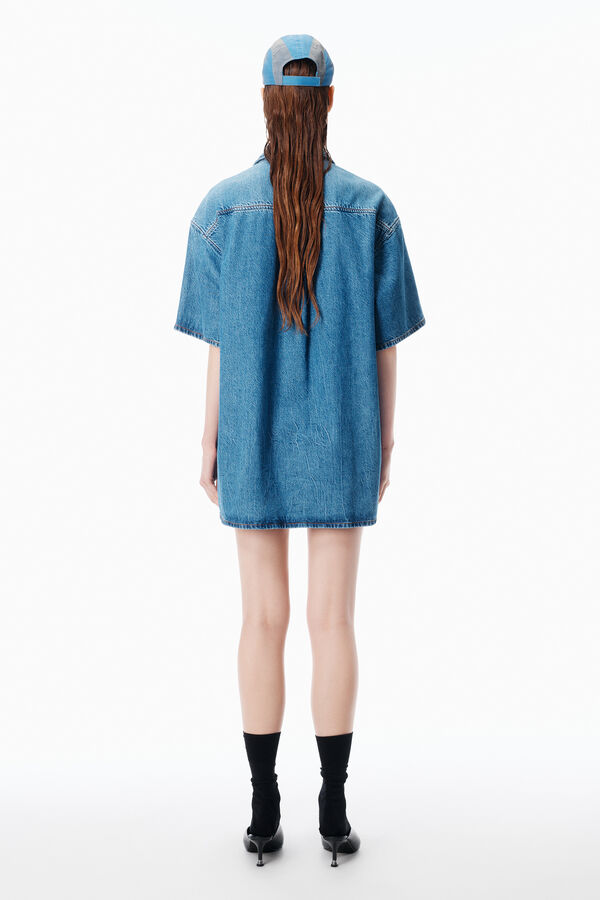oversized denim shirt dress boohoo Women's Petite Stud Detail in Blue white christmas dresses Women's Oversized