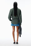 Alexander Wang green/navy pre-styled wrap mini dress in cotton