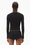 Alexander Wang black crystal hotfix long sleeve crewneck tee