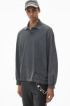 Alexander Wang vintage grey 棉质平纹针织布男士长袖 polo t 恤