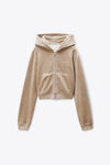 Alexander Wang warm taupe shrunken hoodie in crystal hotfix velour