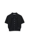Alexander Wang black black wool short sleeve polo cardigan