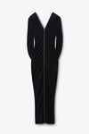 Alexander Wang black zippered sleeve maxi dress in jersey