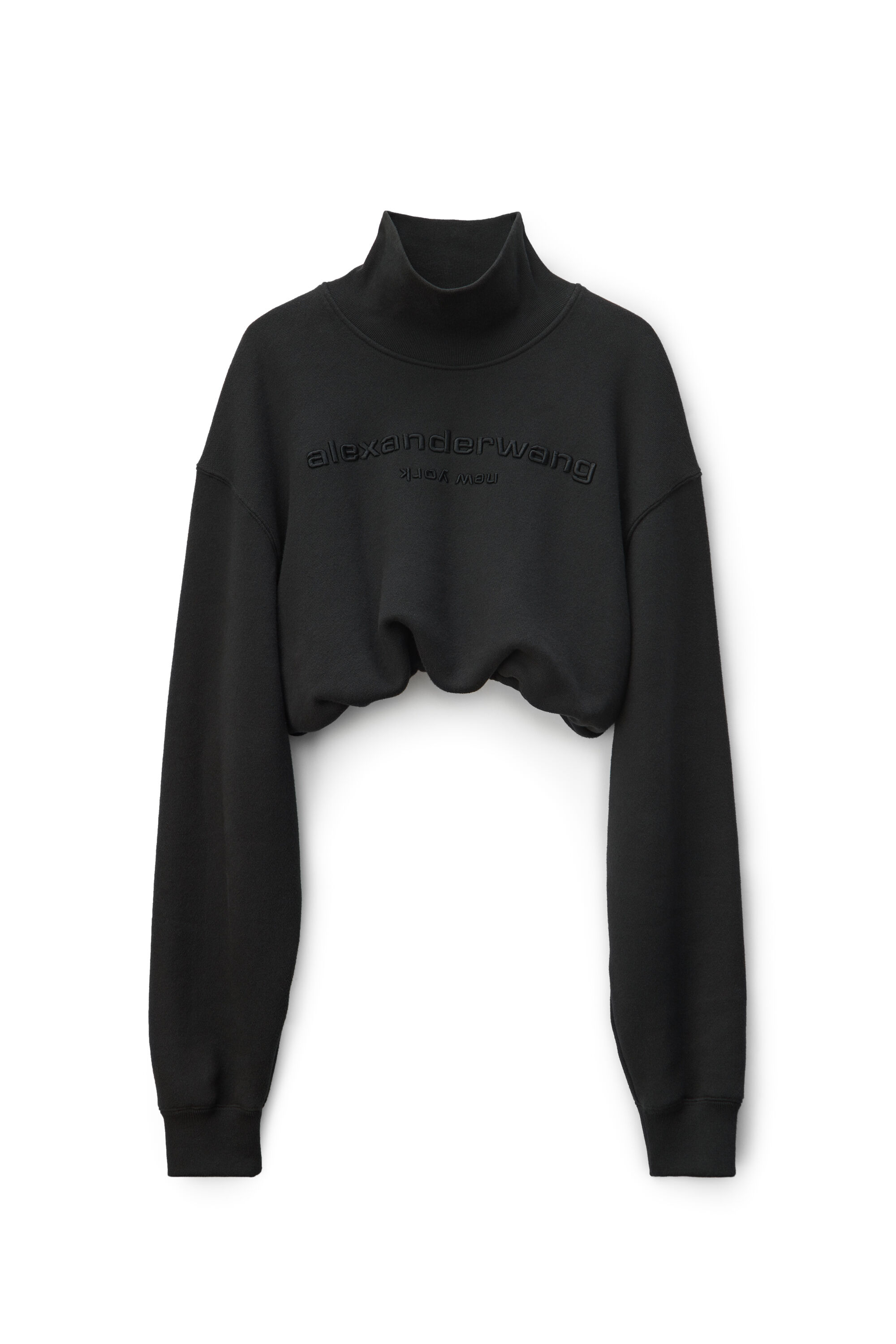 cropped mock neck sweatshirt