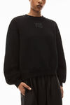 alexander wang puff logo sweatshirt in structured terry  black