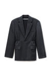 Alexander Wang black/charcoal 羊毛斜纹布加大款西装外套