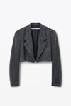 Alexander Wang charcoal cropped blazer in wool twill with clear bead hotfix