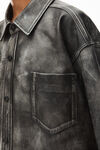 alexander wang shirt jacket in vintage moto leather black