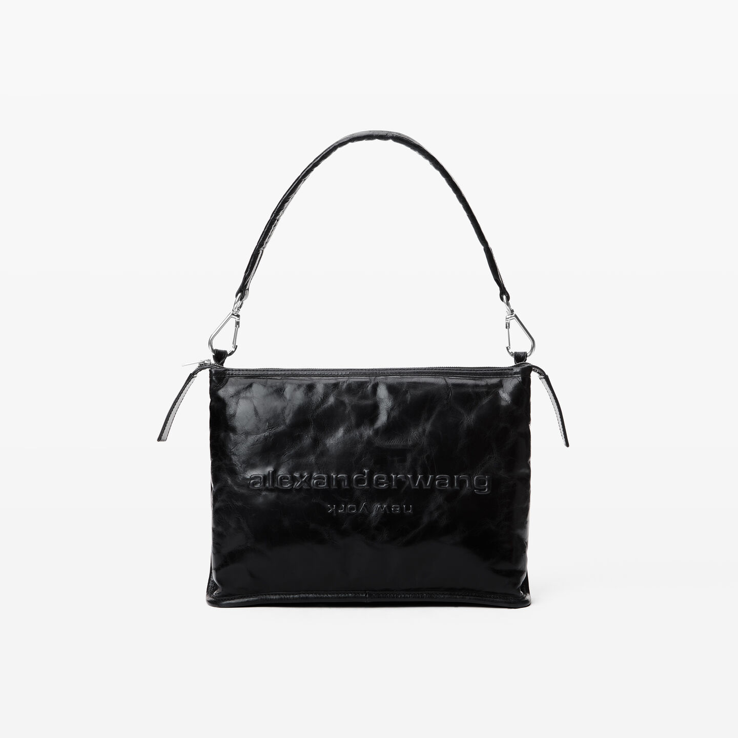Shop Alexander Wang Punch Leather Shoulder Bag In Black