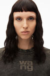 alexander wang puff logo sweatshirt in glitter terry army green