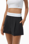 Alexander Wang black pleated shorts in wool tailoring