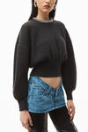 alexander wang crystal trim pullover in boiled wool charcoal