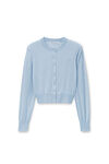 Alexander Wang sky blue logo cropped cardigan in superfine merino
