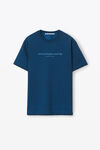 alexander wang 글리터 퍼프 반소매 로고 티셔츠 dark navy combo