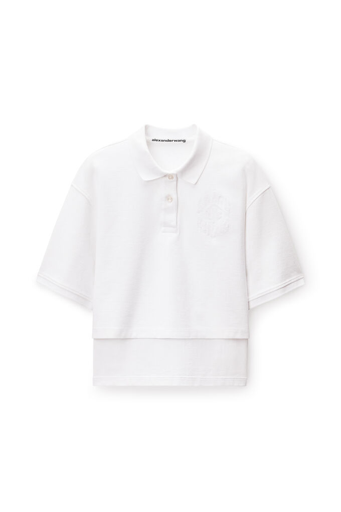 Alexander Wang Cropped Oversized Polo In White