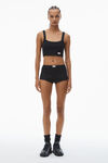 Alexander Wang black crystal hotfix short in waffle knit