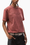 alexander wang embossed logo tee in compact jersey acid apple