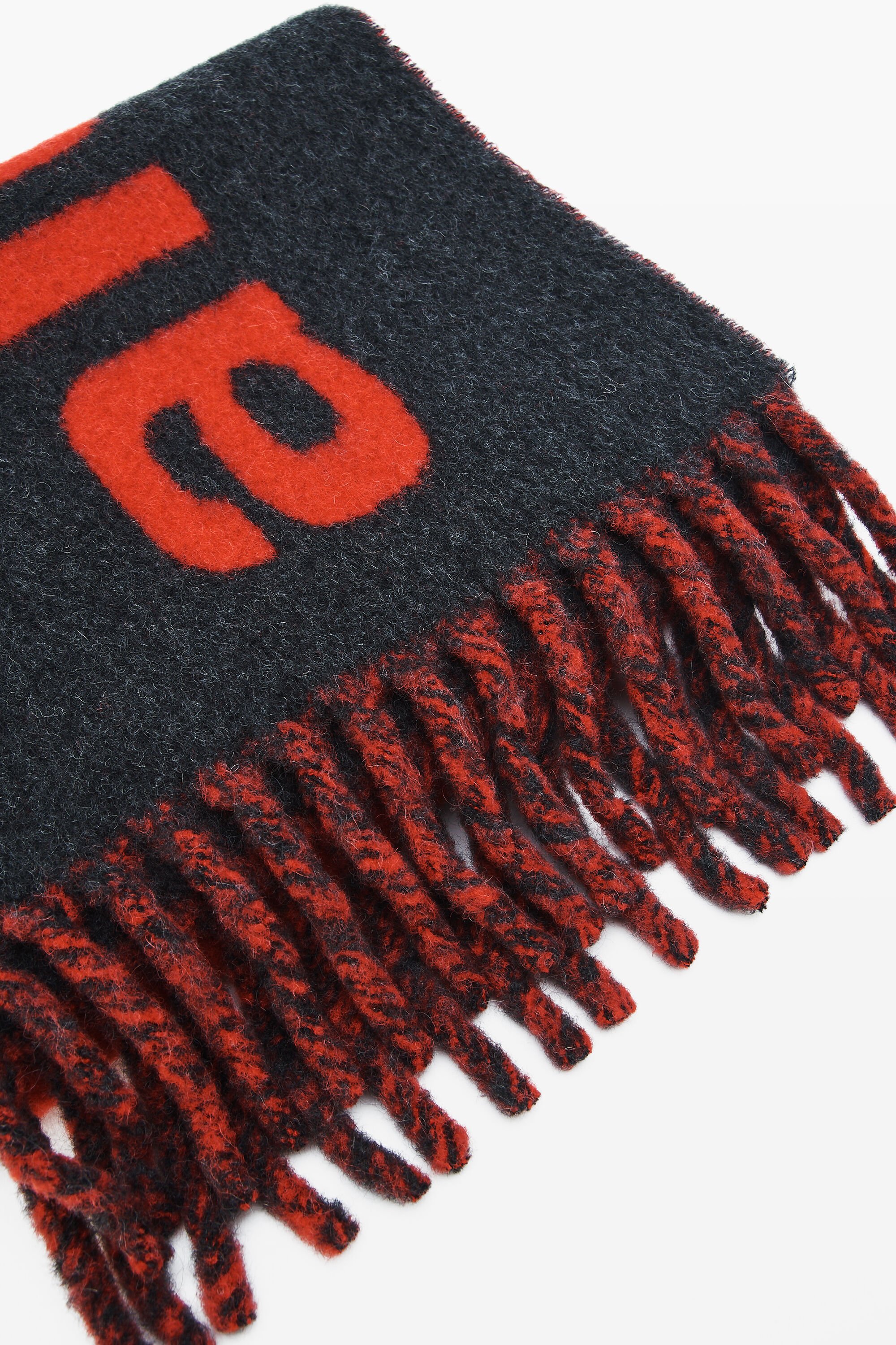 Jacquard Logo Scarf in Alpaca-Wool Blend in BLACK/RED | alexanderwang®