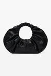 alexander wang crescent large crackle leather shoulder bag black