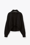 COLLARED V-NECK PULLOVER IN BOILED WOOL