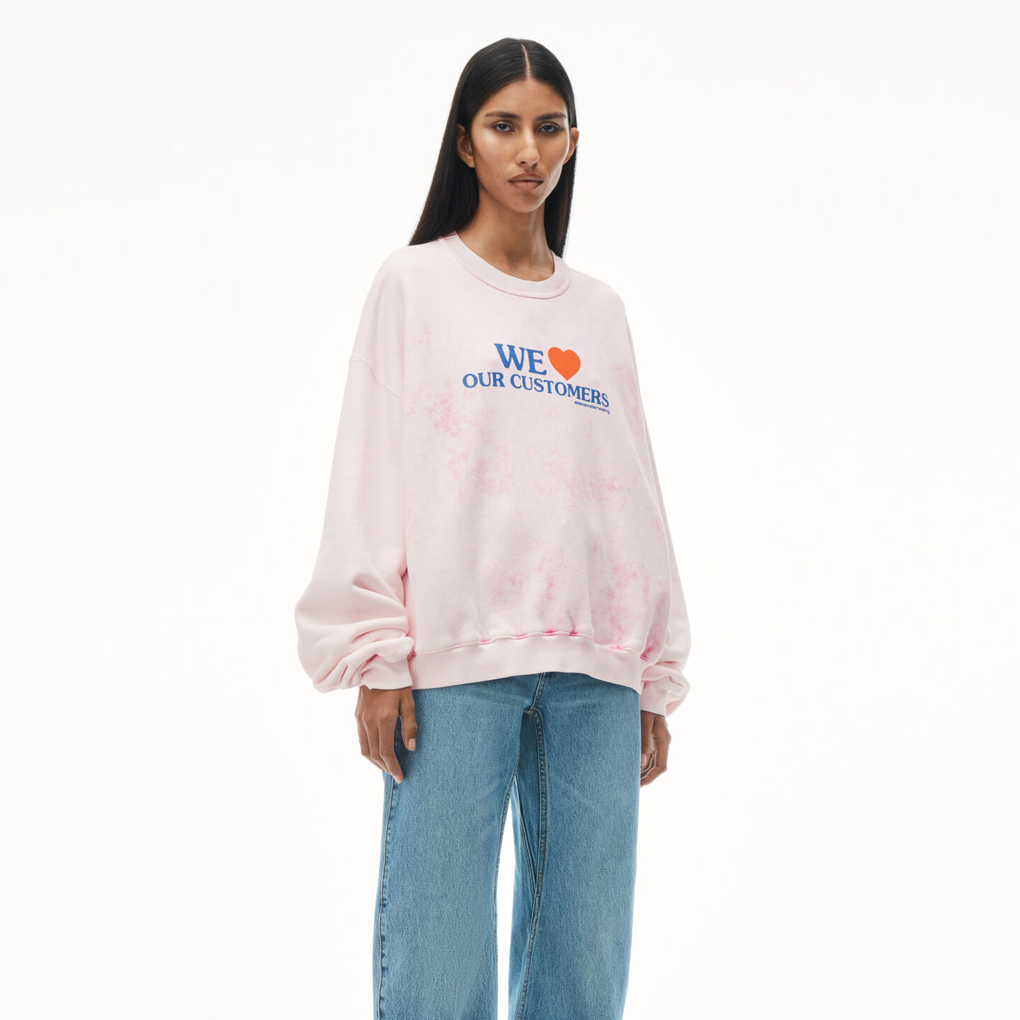 Alexander Wang Love Our Customers Sweatshirt In Lt Pink Bleach Out