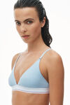 alexander wang triangle bra in ribbed jersey blue pearl