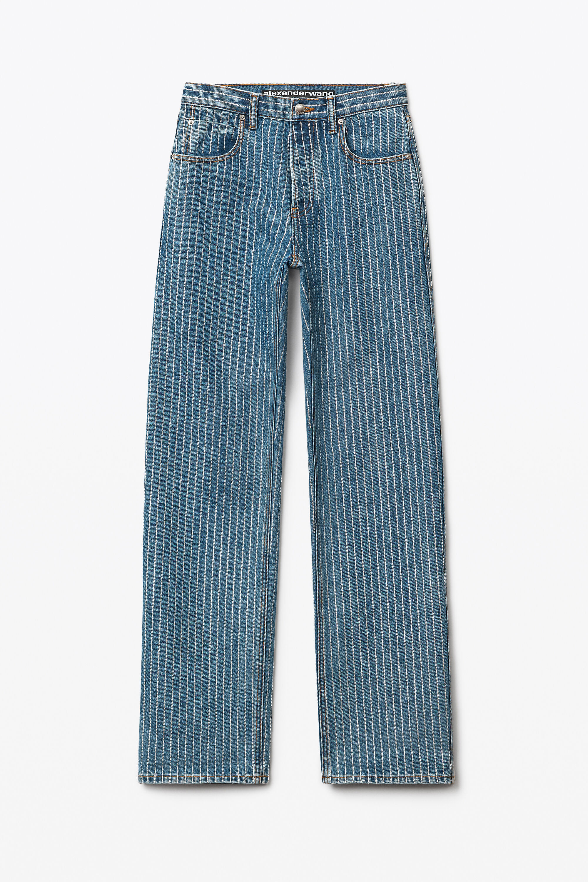 alexanderwang CRYSTAL STRIPE SKATER PANT IN DENIM DEEP BLUE alexanderwang CRYSTAL STRIPE SKATER PANT IN DENIM DEEP BLUE